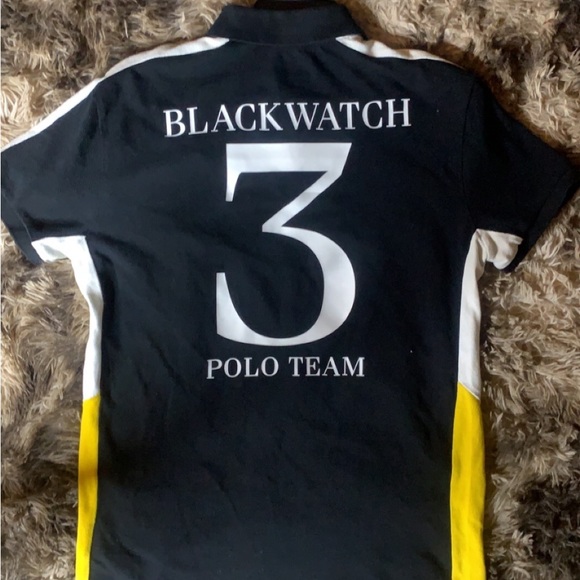 Polo Ralph Lauren Blackwatch #3 Crested Black Yellow short sleeve polo team - Picture 5 of 5